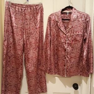 Silky 2 piece pajama set size medium burgundy PJ's